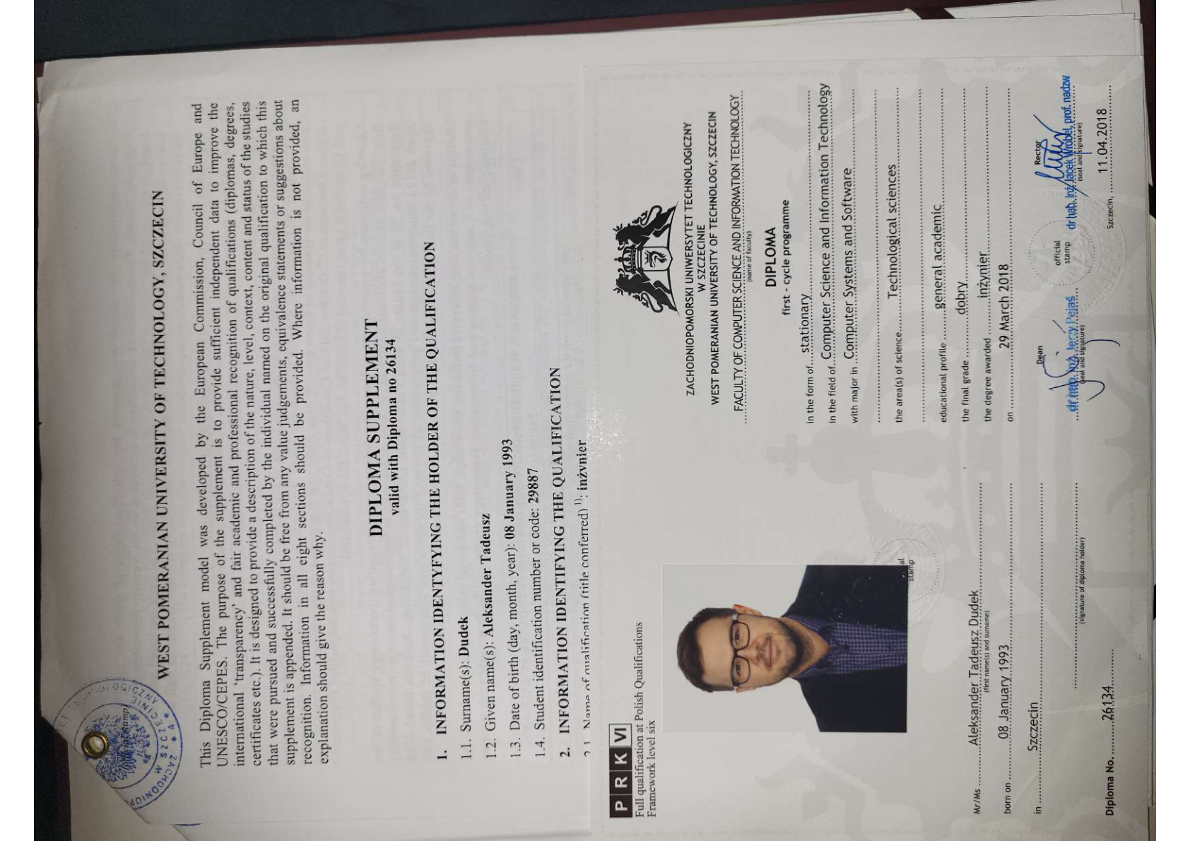 Engineer's diploma scan